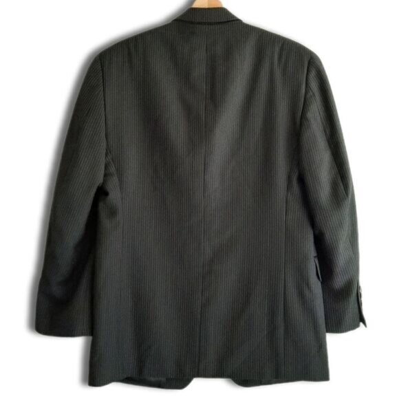 CHAPS / 100% Wool Pinstripe Blazer Jacket Black Men's Sz 36 S - Picture 7 of 13